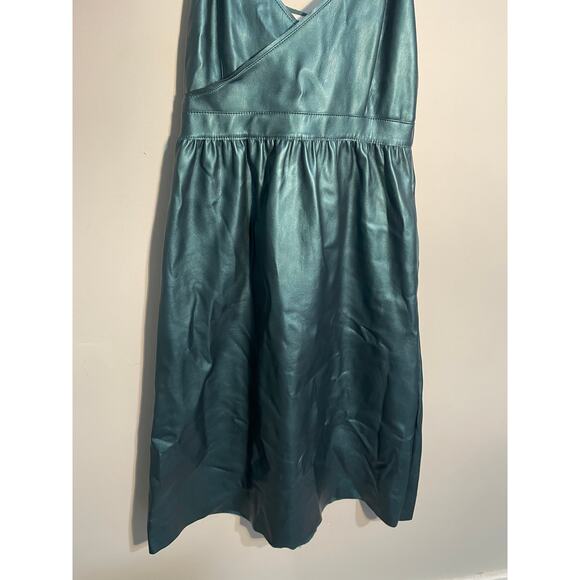 Zara Knit Green Faux Leather Midi Dress Size Small‎ - Picture 3 of 12